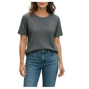 Sutton Studio Vintage 100% Cashmere Sweater Womens Short Sleeve Pullover Gray XL